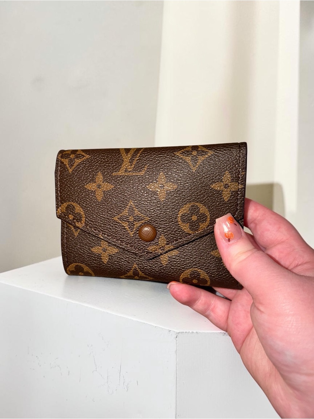 Brown monogram Black inside Trifold Leather Wallet Dust bag included